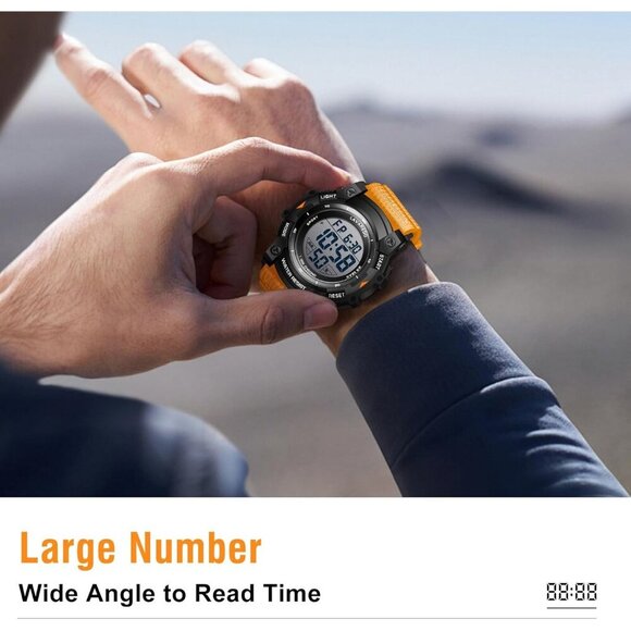 Senor Men Digital Sport Watch 5ATM Waterproof Military LED Backlight Resin Strap - Picture 7 of 9